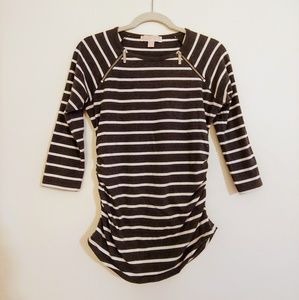 Michael Kors Striped Fitted Top with Zipper Detail